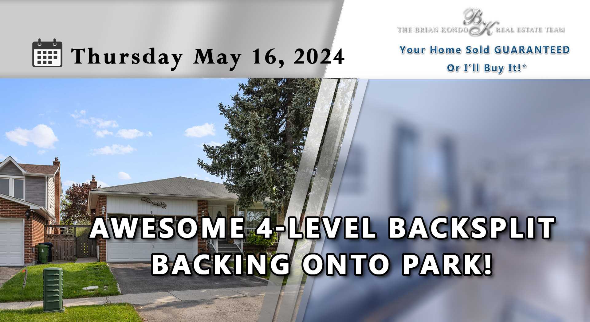 AWESOME 4-LEVEL BACKSPLIT BACKING ONTO PARK!